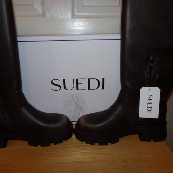 Suedi Women's Knee High Riding Boots /Side Zipper Chunky Platform Motorcycle 10 - Picture 9 of 9